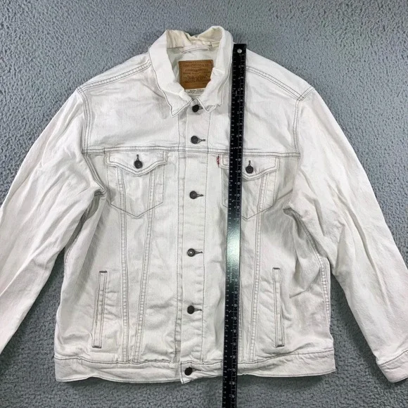 Levi's Premium Trucker Jacket Men 2XL White Denim Contrast Stitch Neutral Casual - Picture 5 of 10